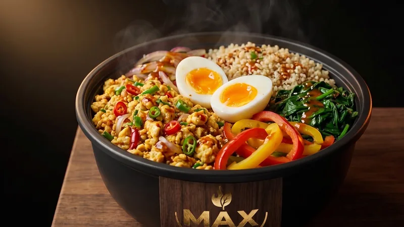 MAX Egg Power bowl: boiled eggs, broccoli and rice